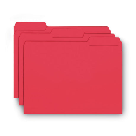 Interior File Folders, 1/3-Cut Tabs: Assorted, Letter Size, 0.75" Expansion, Red, 100/Box