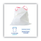 Drawstring Kitchen Bags, Drawstring, 13 gal, 24  x 28 , White, 50 Bags/Roll, 2 Rolls/Carton