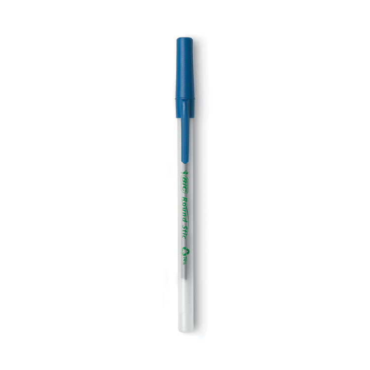 Ecolutions Round Stic Ballpoint Pen Value Pack, Stick, Medium 1 mm, Blue Ink, Clear Barrel, 50/Pack