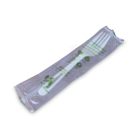 TPLA Compostable Cutlery, Fork, 6.3 , White, 750/Carton