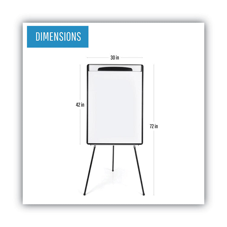 Magnetic Gold Ultra Dry Erase Tripod Easel with Extension Arms, 32" to 72", Black/Silver