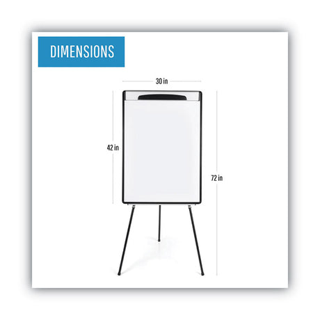 Magnetic Gold Ultra Dry Erase Tripod Easel with Extension Arms, 32" to 72", Black/Silver
