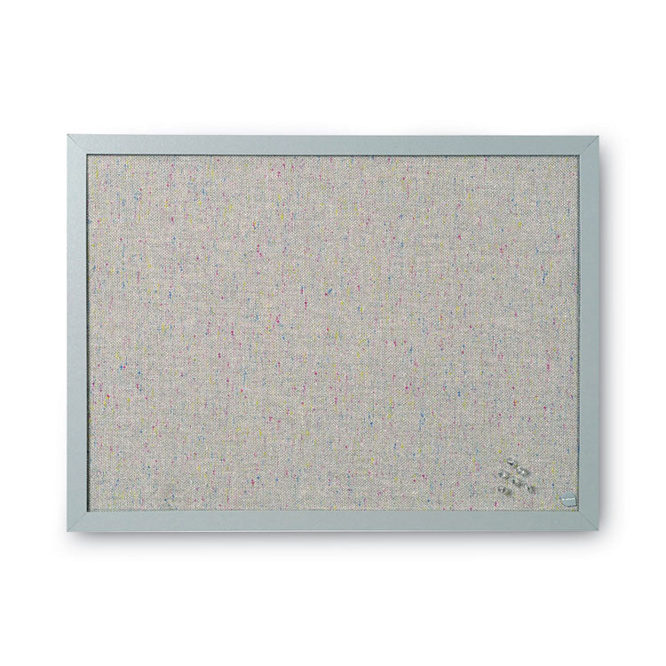 Designer Fabric Bulletin Board, 24 x 18, Gray Surface, Gray MDF Wood Frame