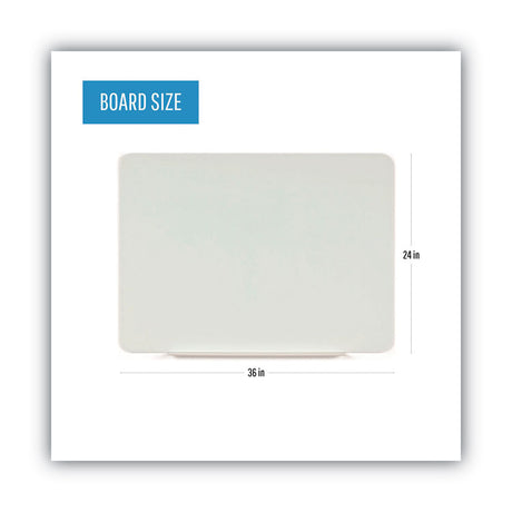 Magnetic Glass Dry Erase Board, 36 x 24, Opaque White Surface