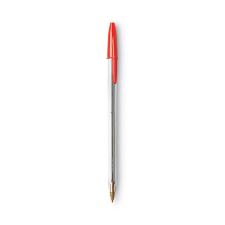 Cristal Xtra Smooth Ballpoint Pen, Stick, Medium 1 mm, Red Ink, Clear Barrel, Dozen