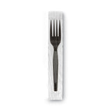 GrabN Go Wrapped Cutlery, Forks, Black, 90/Box, 6 Box/Carton