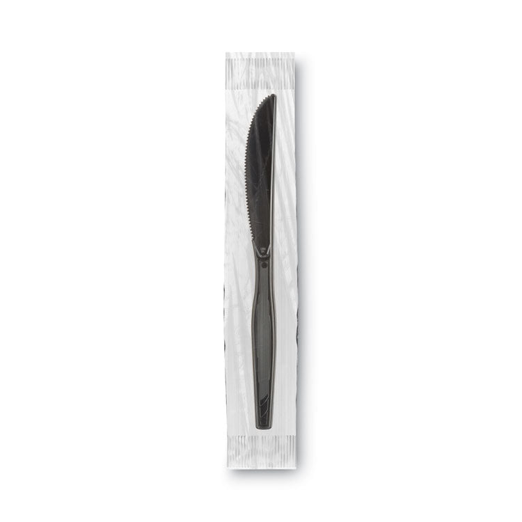 GrabN Go Wrapped Cutlery, Knives, Black, 90/Box, 6 Box/Carton