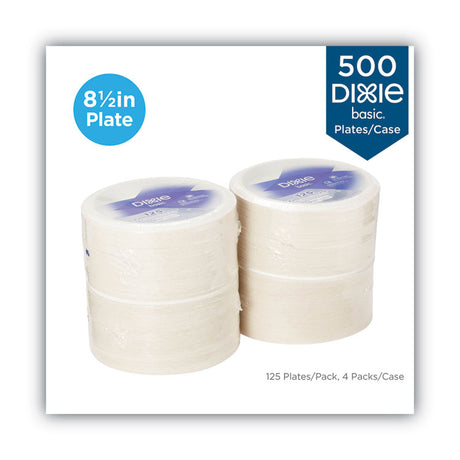 Paper Dinnerware, Plates, White, 8.5" dia, 125/Pack, 4/Carton