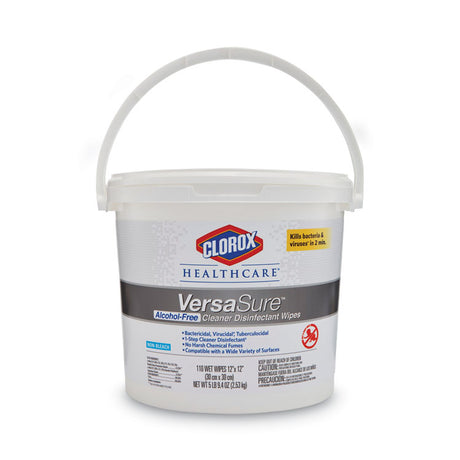 VersaSure Cleaner Disinfectant Wipes, 1-Ply, 12 x 12, Fragranced, White, 110/Bucket, 2 Buckets/Carton