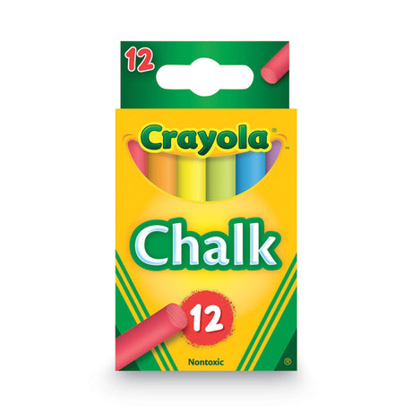 Chalk, 3" x 0.38" Diameter, 6 Assorted Colors, 12 Sticks/Box