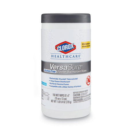 VersaSure Cleaner Disinfectant Wipes, 1-Ply, 6.75 x 8, Fragranced, White, 150/Canister, 6 Canisters/Carton