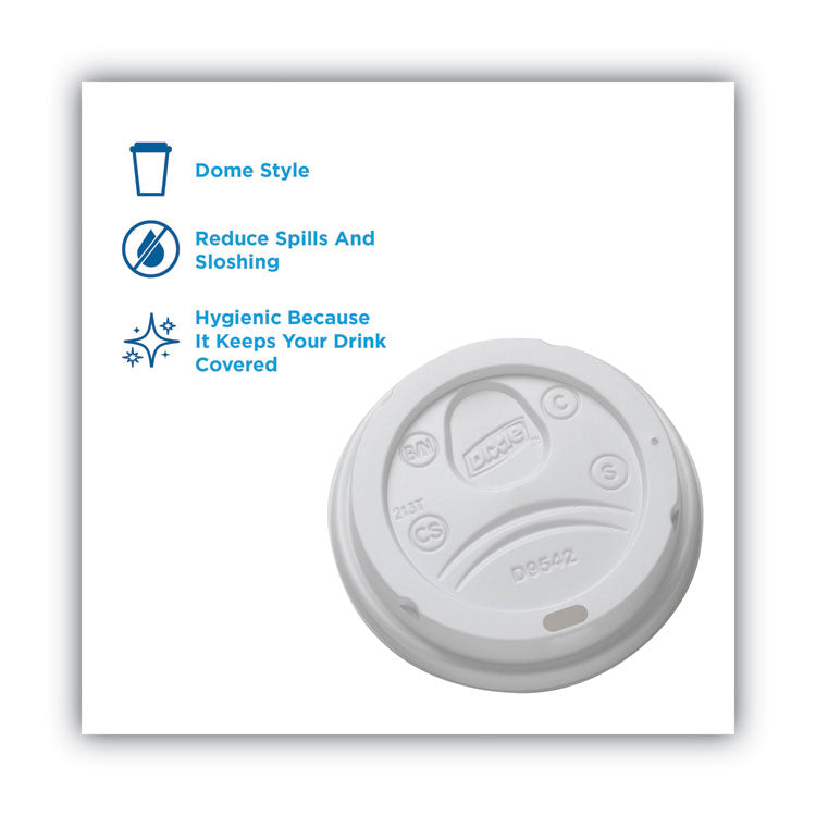 Dome Drink-Thru Lids, Fits 10 oz to 20 oz Dixie Paper Hot Cups, White, 100/Pack
