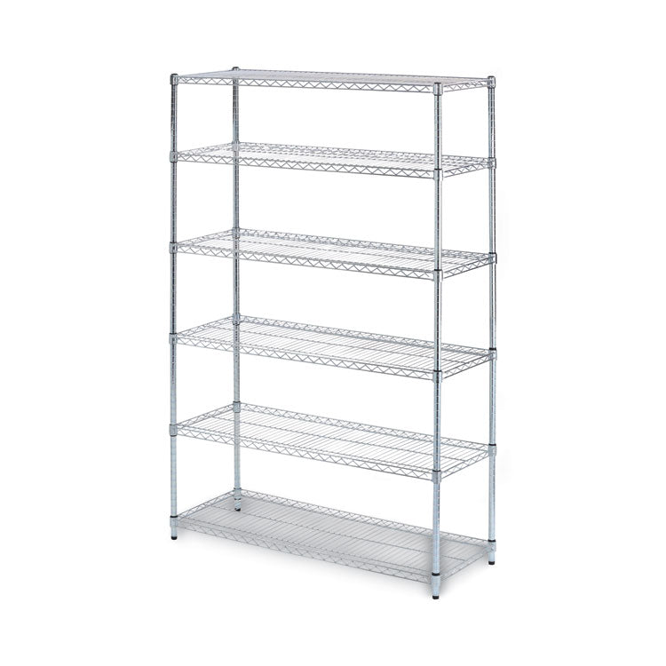 NSF Certified 6-Shelf Wire Shelving Kit, 48w x 18d x 72h, Silver