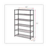 NSF Certified 6-Shelf Wire Shelving Kit, 48w x 18d x 72h, Black