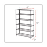 NSF Certified 6-Shelf Wire Shelving Kit, 48w x 18d x 72h, Black Anthracite