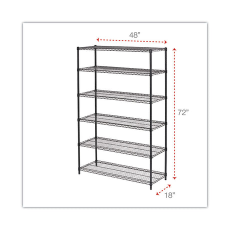 NSF Certified 6-Shelf Wire Shelving Kit, 48w x 18d x 72h, Black Anthracite