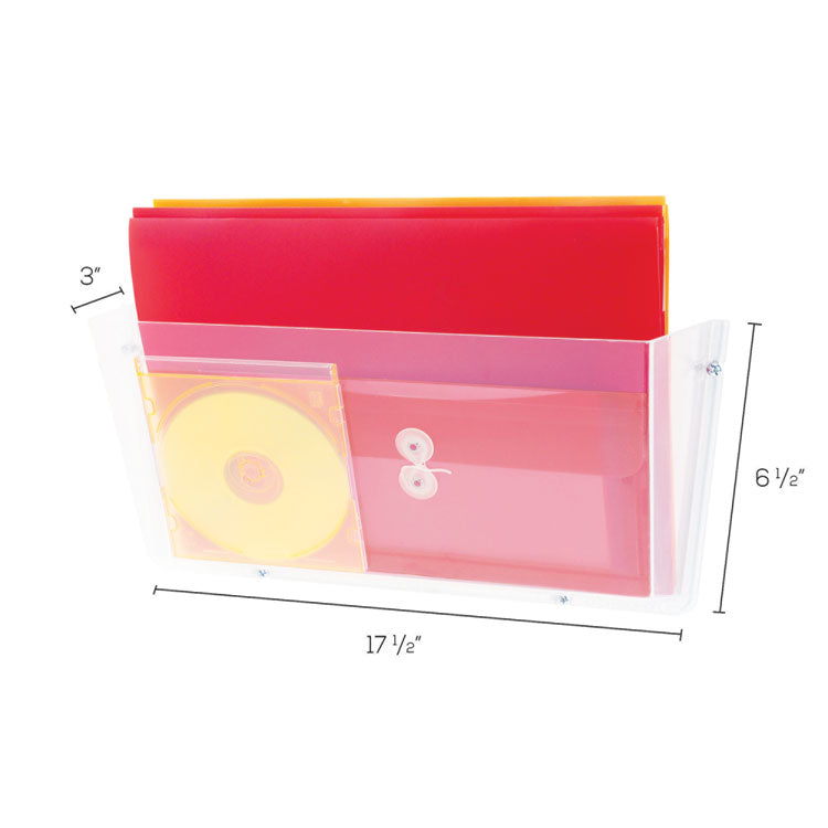 Unbreakable DocuPocket Wall File, Legal Size, 17.5"  x 3" x 6.5", Clear