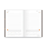 One-Day-Per-Page Planning Notebook, 9 x 6, Dark Brown/Orange Cover, 12-Month (Jan to Dec): 2024