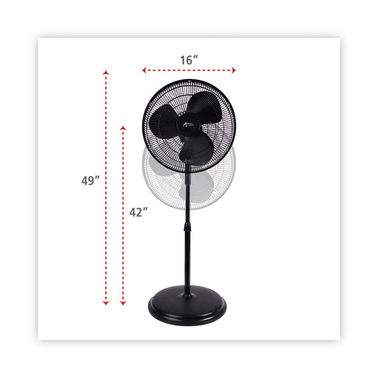 16" 3-Speed Oscillating Pedestal Stand Fan, Metal, Plastic, Black