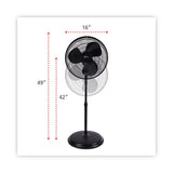 16" 3-Speed Oscillating Pedestal Stand Fan, Metal, Plastic, Black