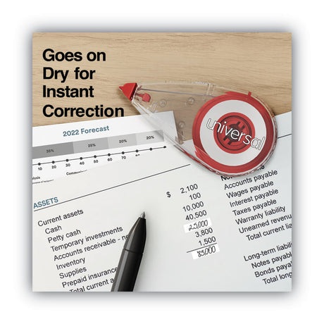 Correction Tape, Mini Economy, Non-Refillable, Clear/Red Applicator, 0.25" x 275", 10/Pack