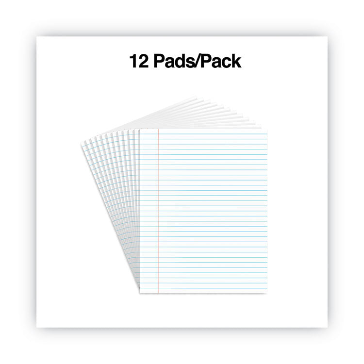 Glue Top Pads, Wide/Legal Rule, 50 White 8.5 x 11 Sheets, Dozen