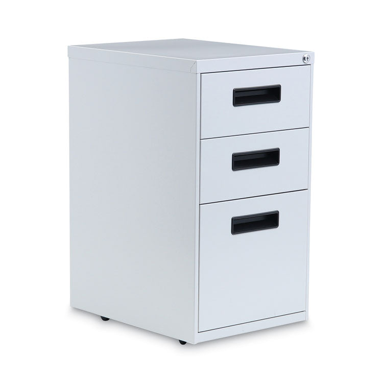 File Pedestal, Left or Right, 3-Drawers: Box/Box/File, Legal/Letter, Light Gray, 14.96" x 19.29" x 27.75"