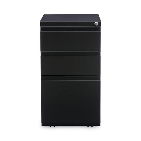 File Pedestal with Full-Length Pull, Left or Right, 3-Drawers: Box/Box/File, Legal/Letter, Black, 14.96" x 19.29" x 27.75"