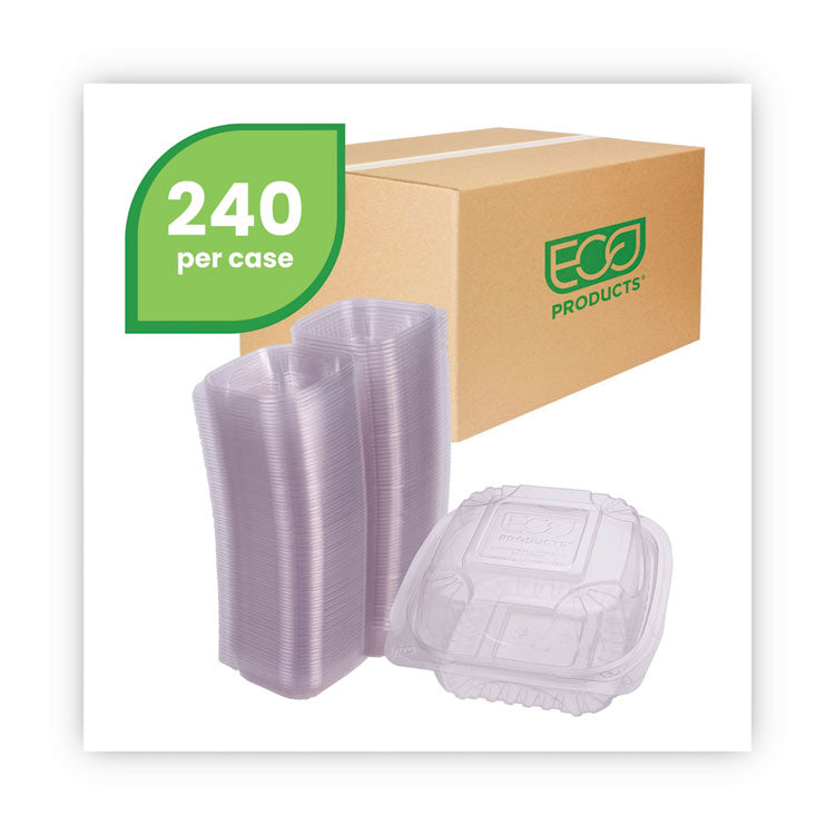 Clear Clamshell Hinged Food Containers, 6 x 6 x 3, Plastic, 80/Pack, 3 Packs/Carton