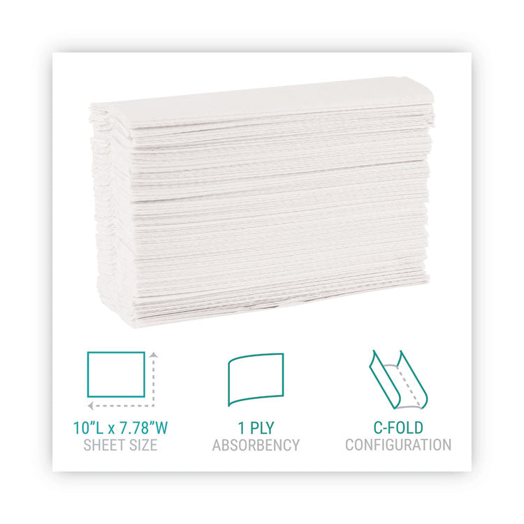 C-Fold Paper Towels, 1-Ply, 10.2 x 13.25, White, 200/Pack, 12 Packs/Carton