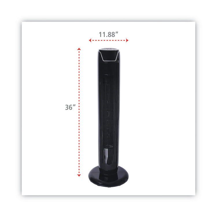 36" 3-Speed Oscillating Tower Fan with Remote Control, Plastic, Black