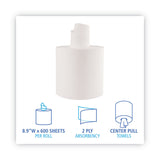 Center-Pull Roll Towels, 2-Ply, 7.6 x 8.9, White, 600/Roll, 6/Carton