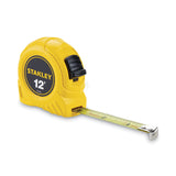 Power Return Tape Measure w/Belt Clip, 0. 12ft, Yellow