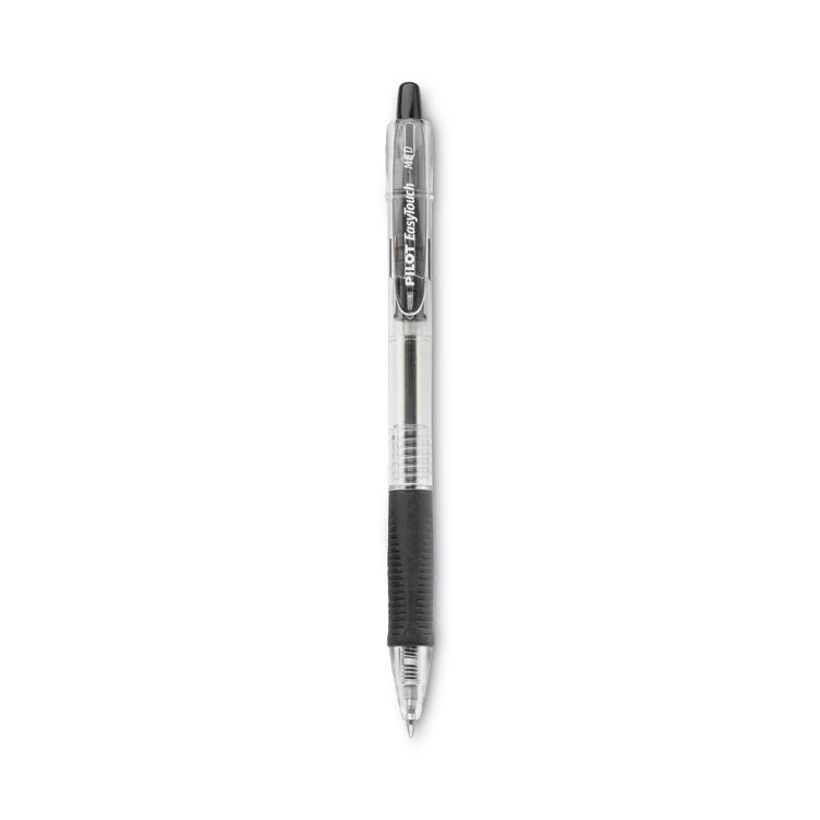 EasyTouch Ballpoint Pen, Retractable, Medium 1 mm, Black Ink, Clear Barrel, Dozen