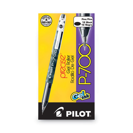 Precise P-700 Gel Pen, Stick, Fine 0.7 mm, Black Ink, Black Barrel, Dozen