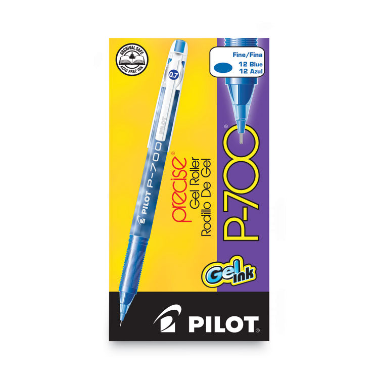 Precise P-700 Gel Pen, Stick, Fine 0.7 mm, Blue Ink, Blue Barrel, Dozen