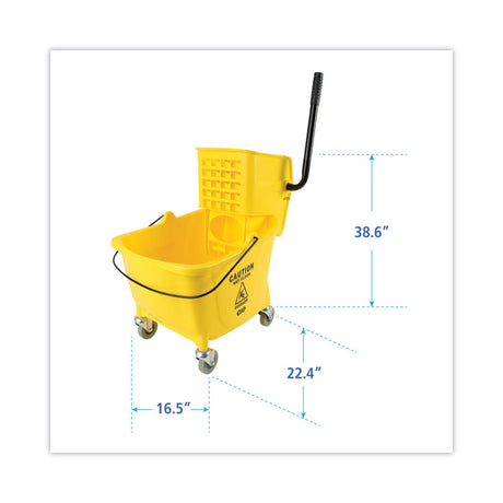 Pro-Pac Side-Squeeze Wringer/Bucket Combo, 8.75 gal, Yellow/Silver