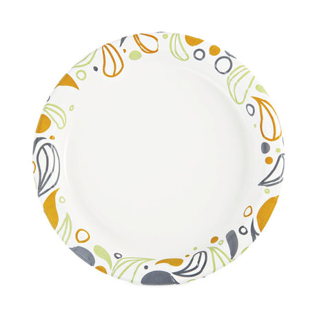 Deerfield Printed Paper Plates, 9" dia, Coated/Soak Proof, Multicolor, 125/Pack, 8 Packs/Carton