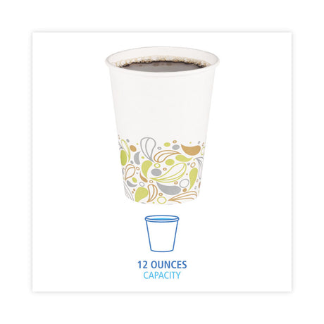 Deerfield Printed Paper Hot Cups, 12 oz, 50 Cups/Sleeve, 20 Sleeves/Carton