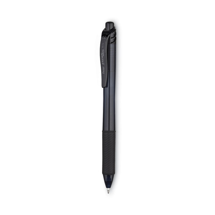 EnerGel-X Gel Pen, Retractable, Bold 1 mm, Black Ink, Smoke/Black Barrel, Dozen