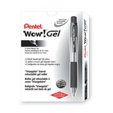 WOW! Gel Pen, Retractable, Medium 0.7 mm, Black Ink, Clear/Black Barrel, Dozen