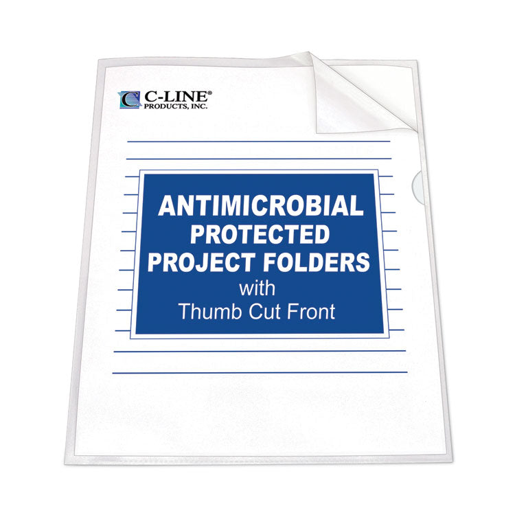 Antimicrobial Protected Poly Project Folders, Letter Size, Clear, 25/Box