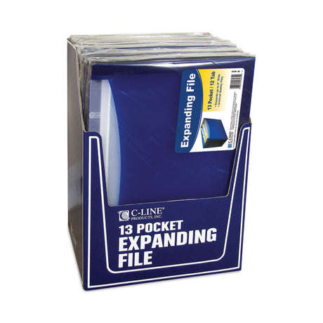 13-Pocket Expanding File, 9.25" Expansion, 13 Sections, 1/6-Cut Tabs, Letter Size, Blue