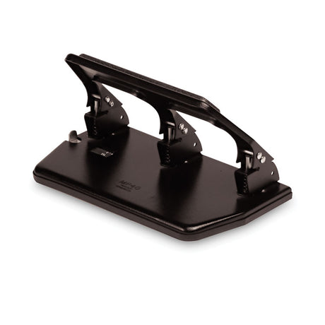30-Sheet Heavy-Duty Three-Hole Punch with Gel Padded Handle, 9/32" Holes, Black