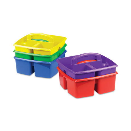 Small Art Caddies, 3 Sections, 9.25" x 9.25" x 5.25", Assorted Colors, 5/Pack