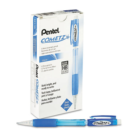 Cometz Mechanical Pencil, 0.9 mm, HB (#2), Black Lead, Blue Barrel, Dozen