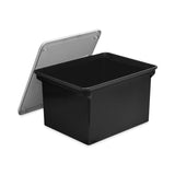 Plastic File Tote, Letter/Legal Files, 18.5" x 14.25" x 10.88", Black/Clear