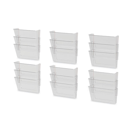 Wall File, 3 Sections, Letter Size, 13" x 4" x 14",  Clear, 3/Set