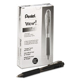 WOW! Ballpoint Pen, Retractable, Medium 1 mm, Black Ink, Smoke/Black Barrel, Dozen