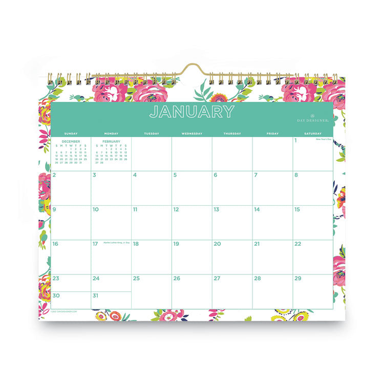 Day Designer Peyton Wall Calendar, Floral Artwork, 11 x 8.75, White/Multicolor Sheets, 12-Month (Jan to Dec): 2025